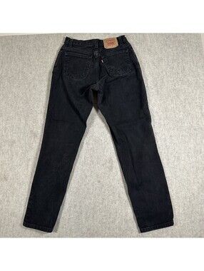 Vintage Levis 550 Jeans Womens Size 12 Black Dark Wash Relaxed Tapered (28x31)